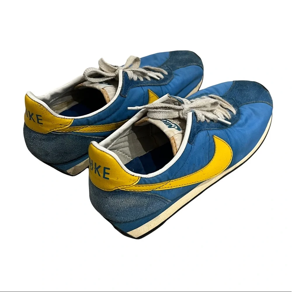 RARE! MENS Vintage Nike Waffle Trainer 1981 Blue &Yel Athletic Running Sneaker 9 - Picture 4 of 15